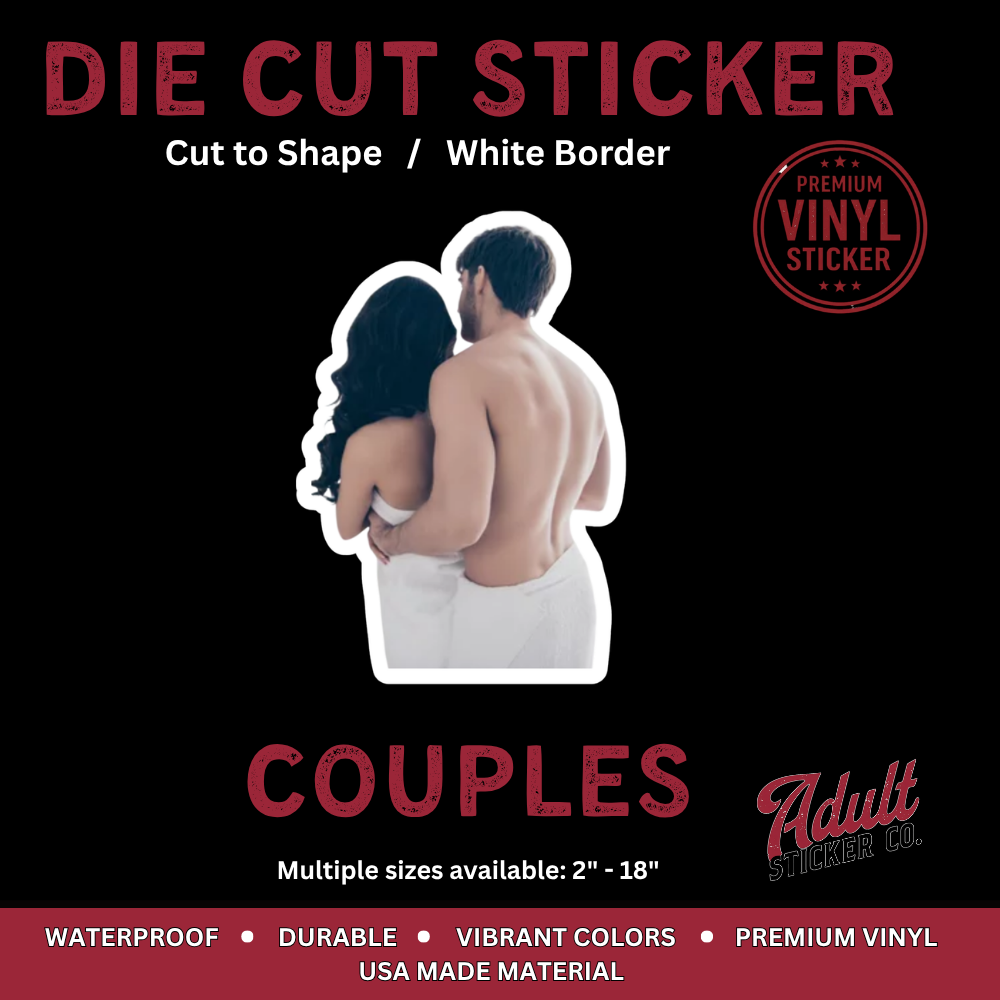 Die Cut Couples Sticker – Intimate Embrace | Custom Shape Vinyl
