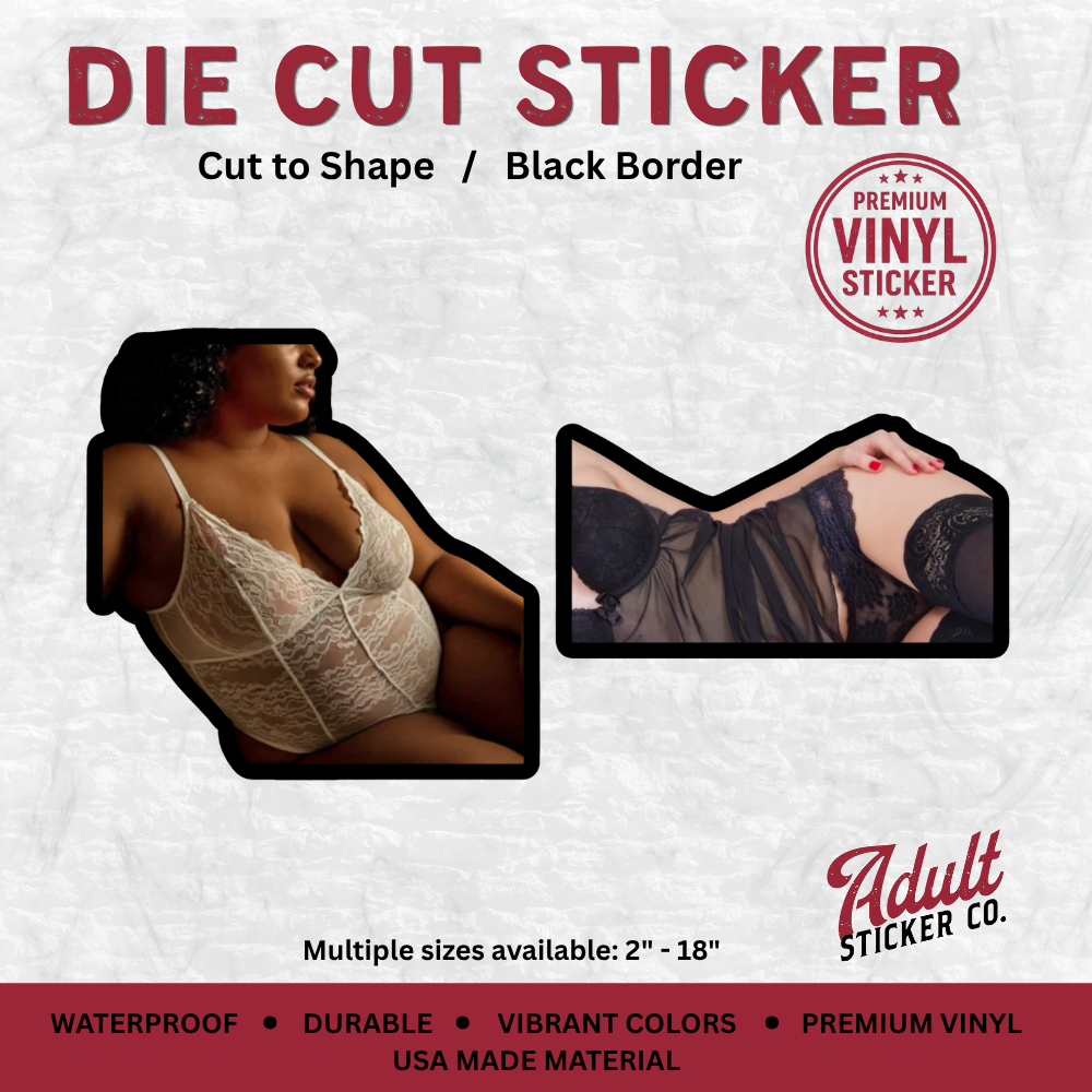 Die Cut Sticker – Lace Lingerie Tease | Black Border Vinyl